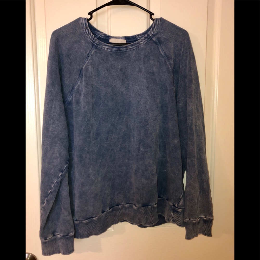 Distressed blue sweatshirt